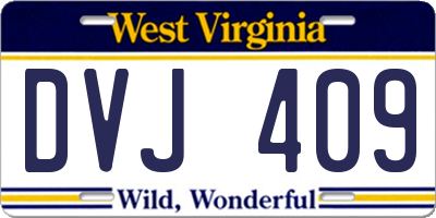 WV license plate DVJ409