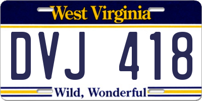 WV license plate DVJ418