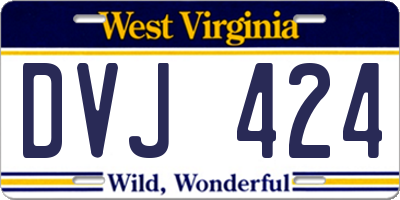 WV license plate DVJ424