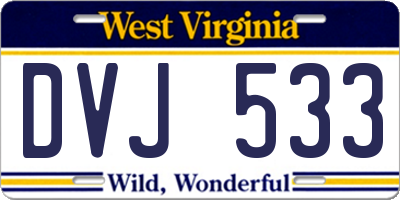 WV license plate DVJ533