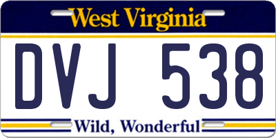 WV license plate DVJ538