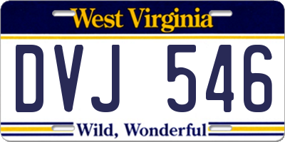 WV license plate DVJ546