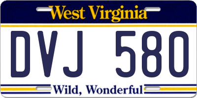 WV license plate DVJ580