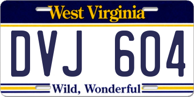 WV license plate DVJ604