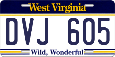 WV license plate DVJ605