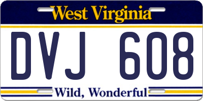 WV license plate DVJ608