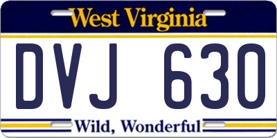 WV license plate DVJ630