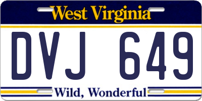 WV license plate DVJ649