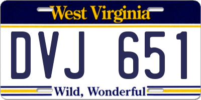 WV license plate DVJ651