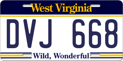 WV license plate DVJ668