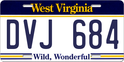 WV license plate DVJ684