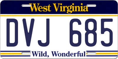 WV license plate DVJ685