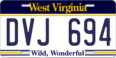 WV license plate DVJ694
