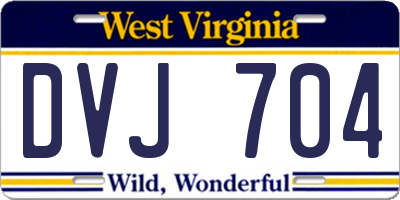 WV license plate DVJ704