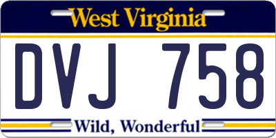WV license plate DVJ758