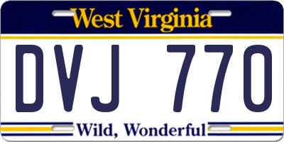 WV license plate DVJ770