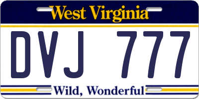 WV license plate DVJ777