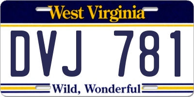 WV license plate DVJ781