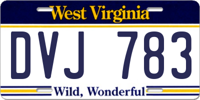 WV license plate DVJ783
