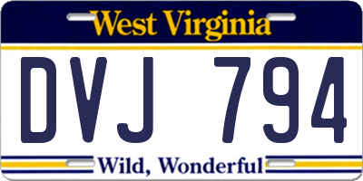 WV license plate DVJ794
