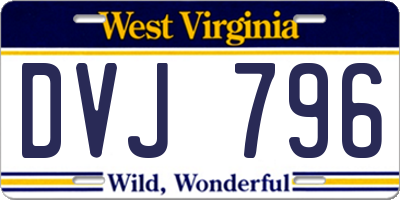 WV license plate DVJ796