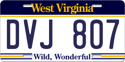 WV license plate DVJ807