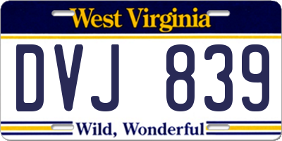 WV license plate DVJ839