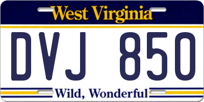 WV license plate DVJ850
