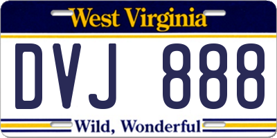 WV license plate DVJ888