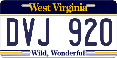 WV license plate DVJ920