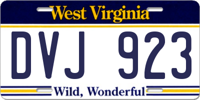 WV license plate DVJ923