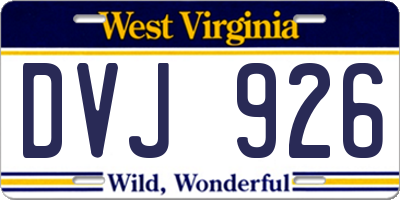 WV license plate DVJ926