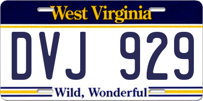 WV license plate DVJ929
