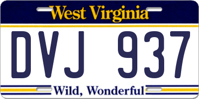 WV license plate DVJ937