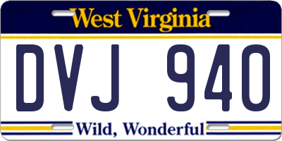 WV license plate DVJ940