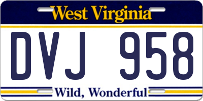WV license plate DVJ958