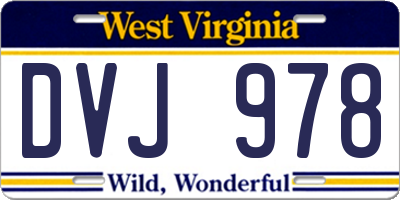 WV license plate DVJ978