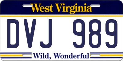 WV license plate DVJ989