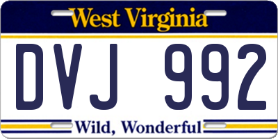 WV license plate DVJ992