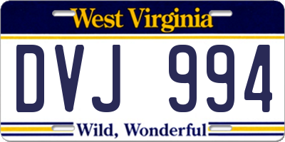 WV license plate DVJ994