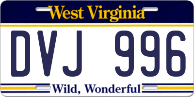 WV license plate DVJ996