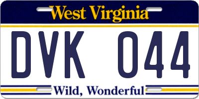 WV license plate DVK044