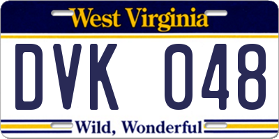 WV license plate DVK048