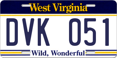 WV license plate DVK051