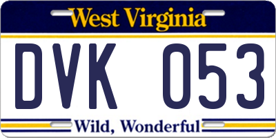 WV license plate DVK053