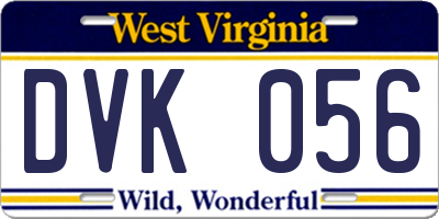 WV license plate DVK056