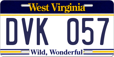 WV license plate DVK057