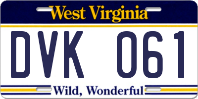 WV license plate DVK061