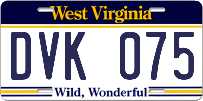 WV license plate DVK075