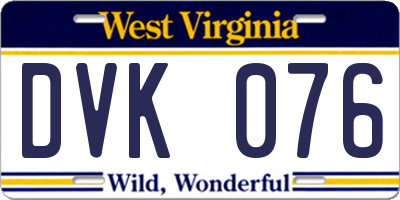 WV license plate DVK076